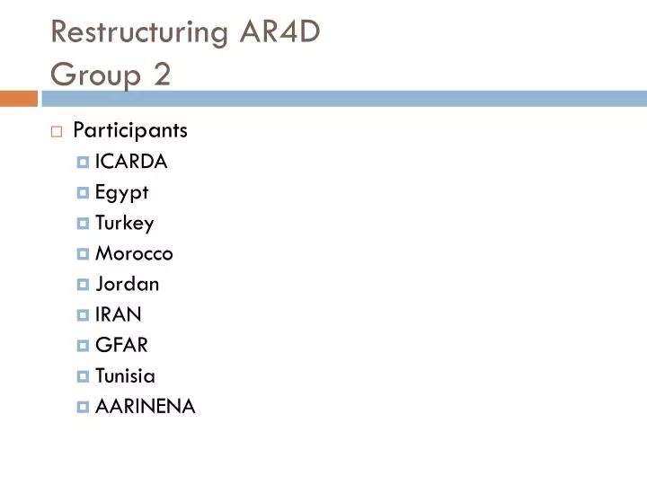 restructuring ar4d group 2