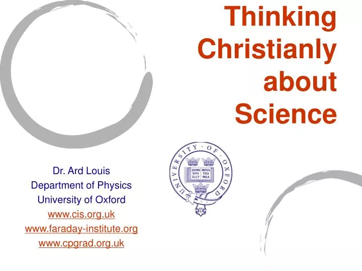 thinking christianly about science