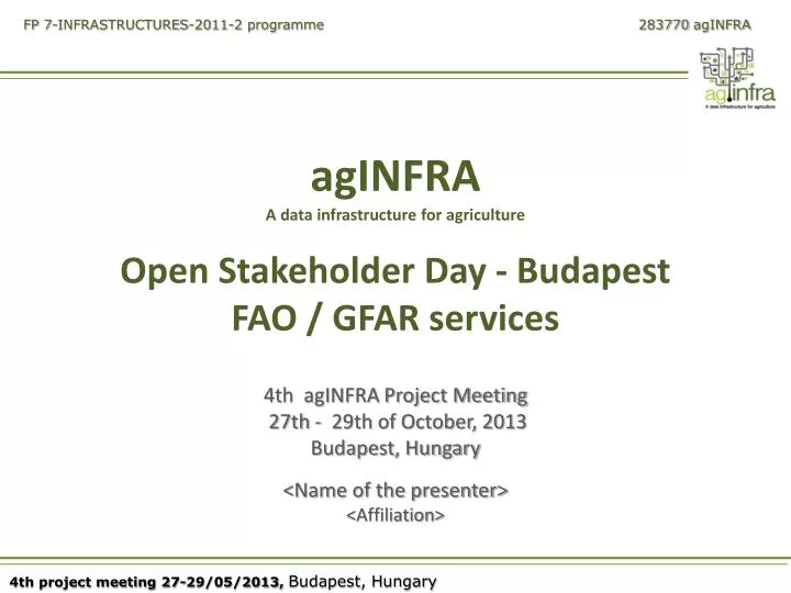 aginfra a data infrastructure for agriculture open stakeholder day budapest fao gfar services