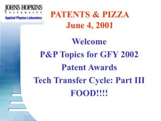 PATENTS &amp; PIZZA June 4, 2001
