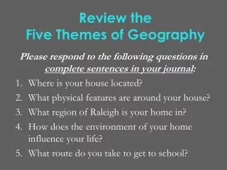 Review the Five Themes of Geography