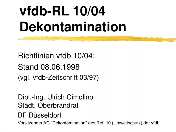 vfdb rl 10 04 dekontamination