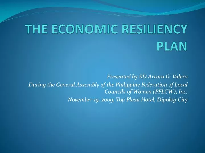 the economic resiliency plan
