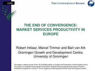 THE END OF CONVERGENCE: MARKET SERVICES PRODUCTIVITY IN EUROPE