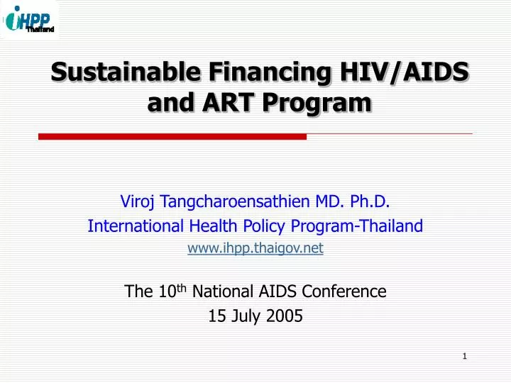 sustainable financing hiv aids and art program