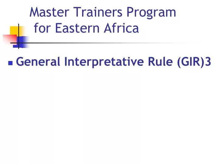 master trainers program for eastern africa
