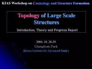 Topology of Large Scale Structures Introduction, Theory and Progress Report