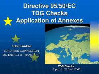 Directive 95/50/EC TDG Checks Application of Annexes