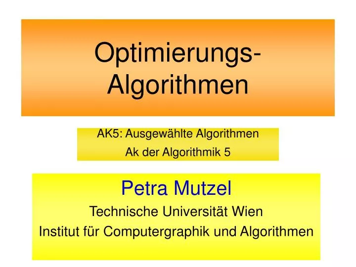 optimierungs algorithmen