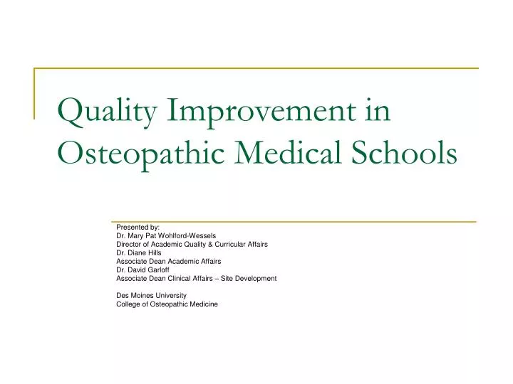 quality improvement in osteopathic medical schools