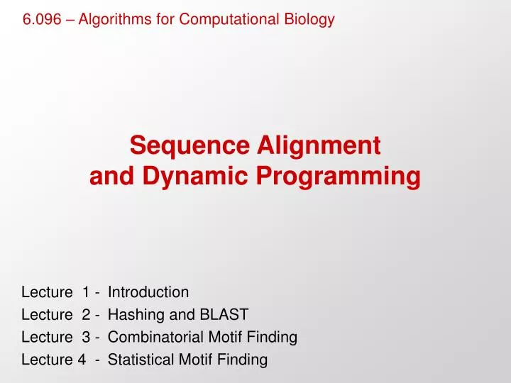 sequence alignment and dynamic programming