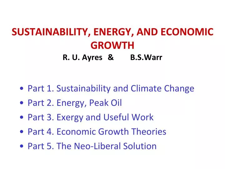 sustainability energy and economic growth r u ayres b s warr