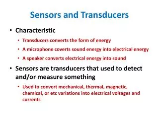 Sensors and Transducers