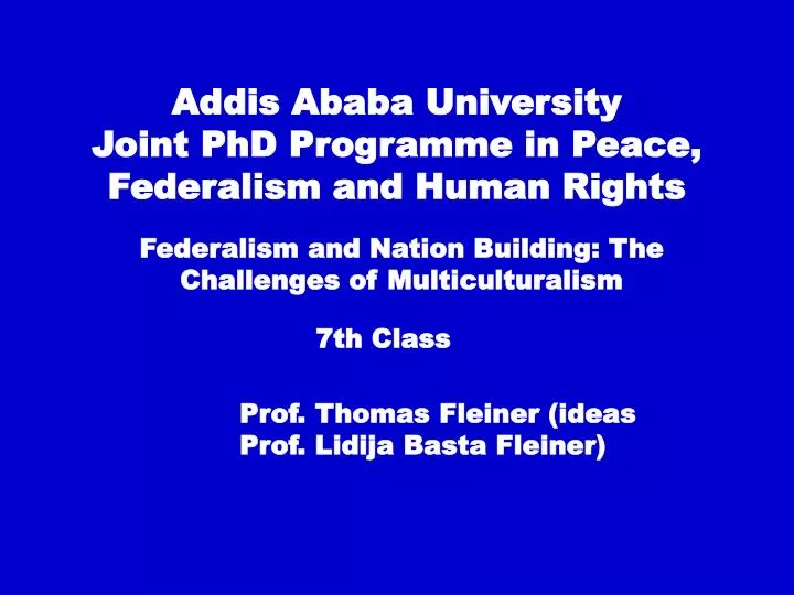 addis ababa university joint phd programme in peace federalism and human rights