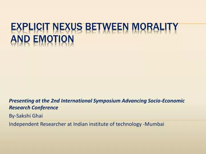 explicit n exus b etween morality and emotion