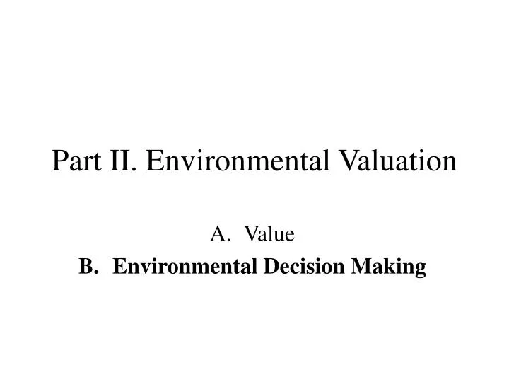 part ii environmental valuation