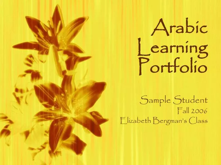 arabic learning portfolio