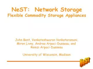 NeST: Network Storage Flexible Commodity Storage Appliances