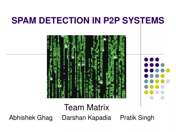 spam detection in p2p systems