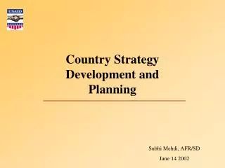 Country Strategy Development and Planning