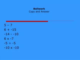 Bellwork Copy and Answer