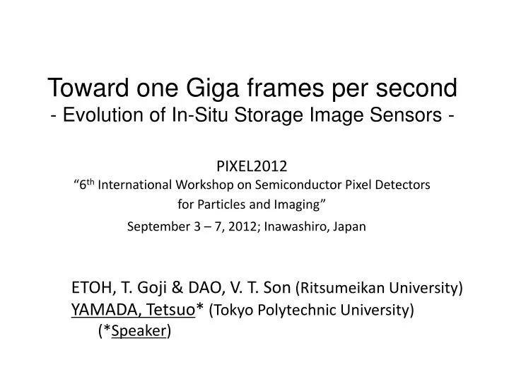 toward one giga frames per second evolution of in situ storage image sensors