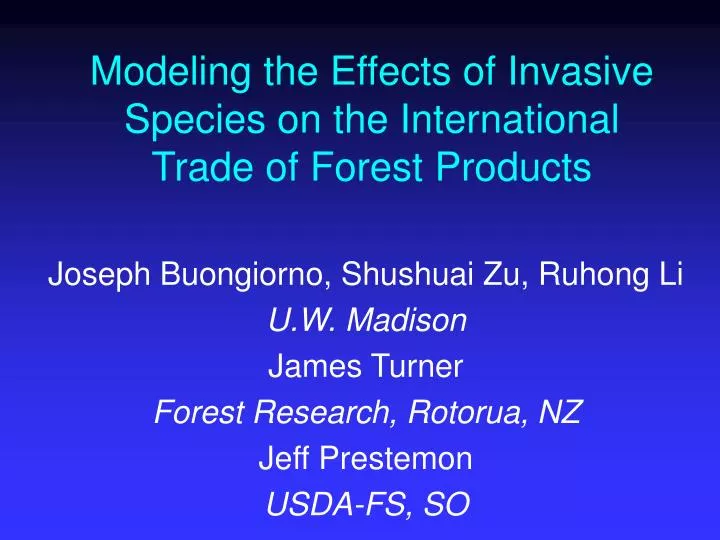 modeling the effects of invasive species on the international trade of forest products
