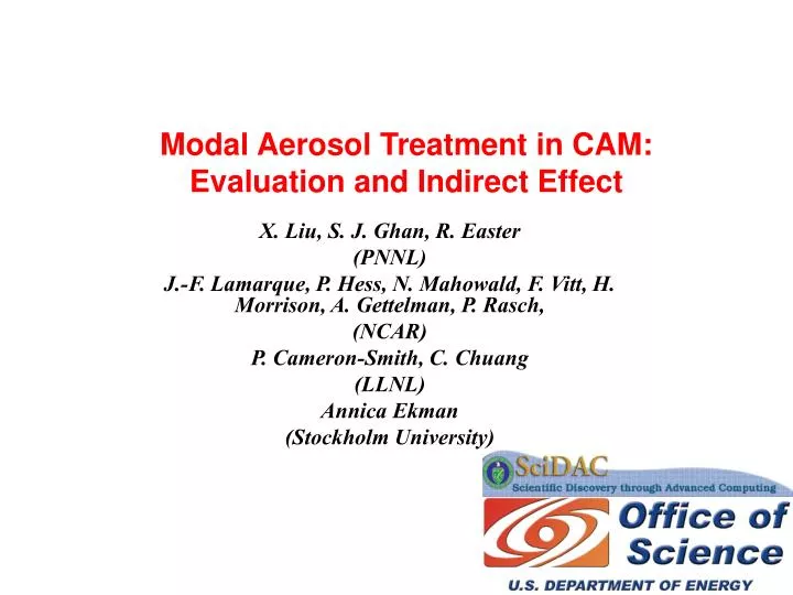 modal aerosol treatment in cam evaluation and indirect effect