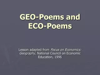 GEO-Poems and ECO-Poems