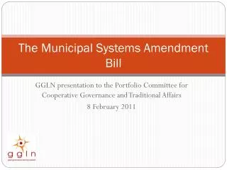 The Municipal Systems Amendment Bill