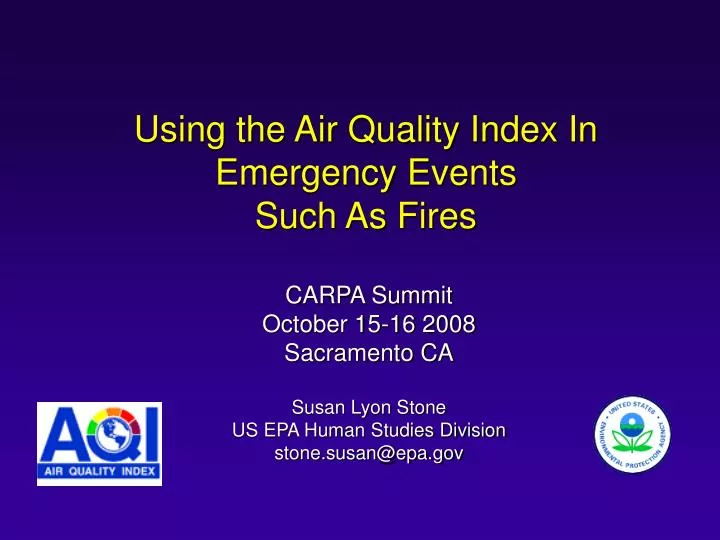 using the air quality index in emergency events such as fires