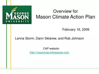 Overview for Mason Climate Action Plan