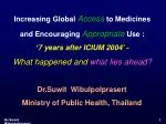 Increasing Global Access to Medicines and Encouraging Appropriate Use : - slide 1