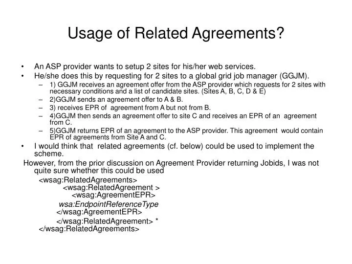 usage of related agreements