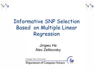 Informative SNP Selection Based on Multiple Linear Regression