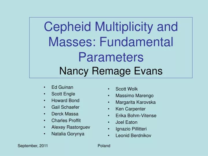 cepheid multiplicity and masses fundamental parameters nancy remage evans