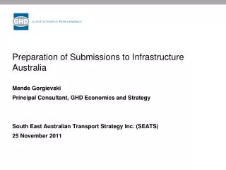 Preparation of Submissions to Infrastructure Australia