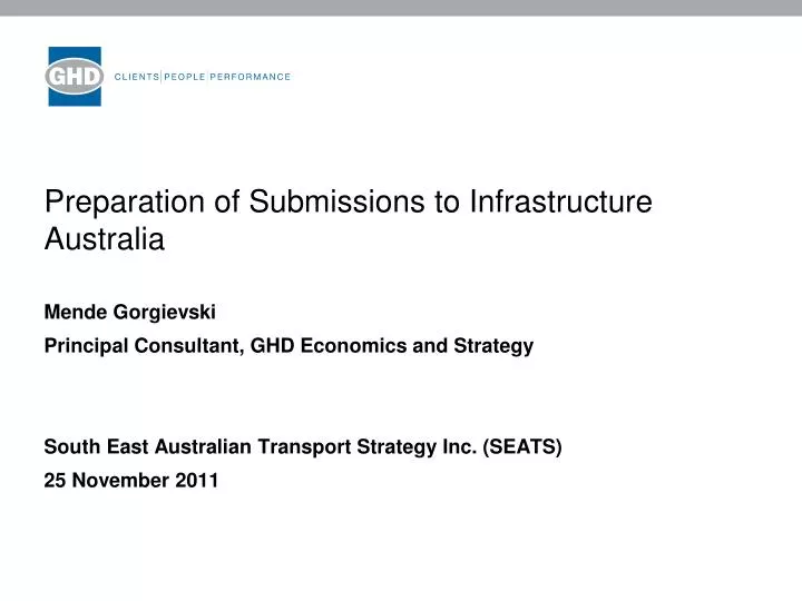 preparation of submissions to infrastructure australia
