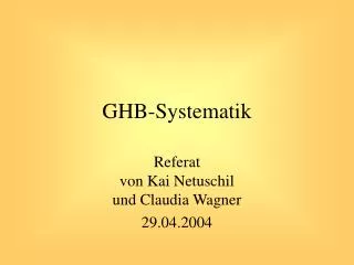 ghb systematik