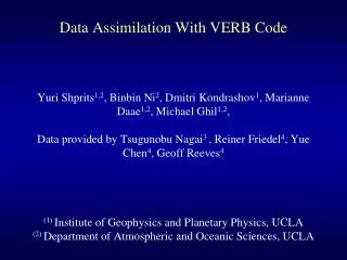 Data Assimilation With VERB Code