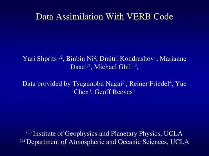 data assimilation with verb code