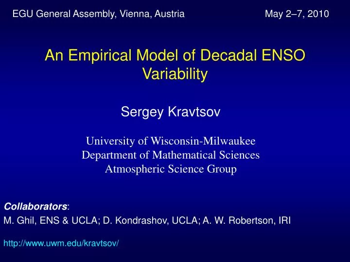 an empirical model of decadal enso variability