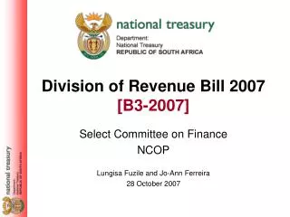 Division of Revenue Bill 2007 [B3-2007]