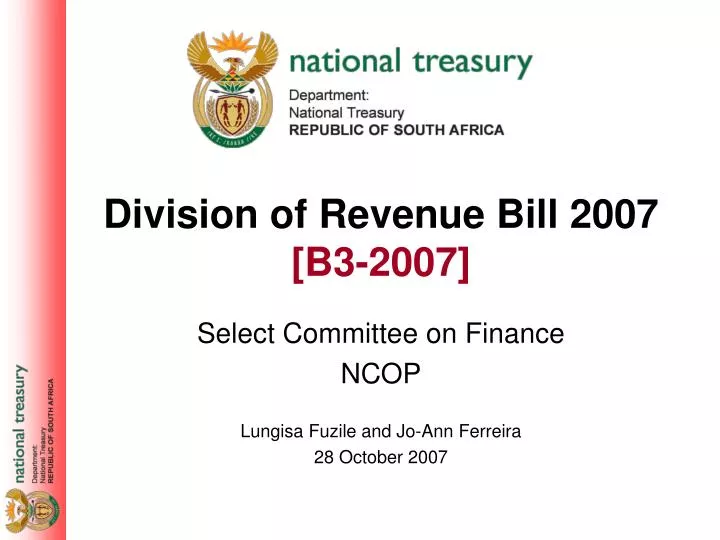 division of revenue bill 2007 b3 2007