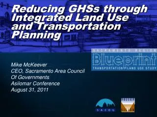 Reducing GHSs through Integrated Land Use and Transportation Planning