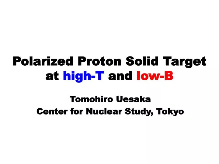 polarized proton solid target at high t and low b