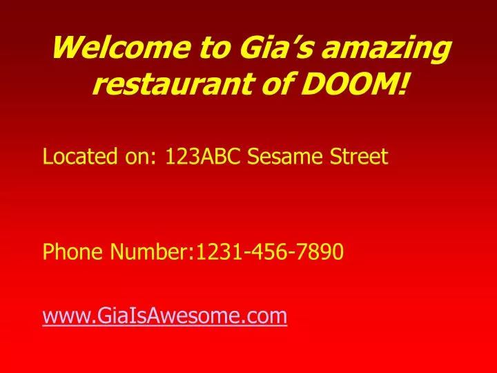 welcome to gia s amazing restaurant of doom