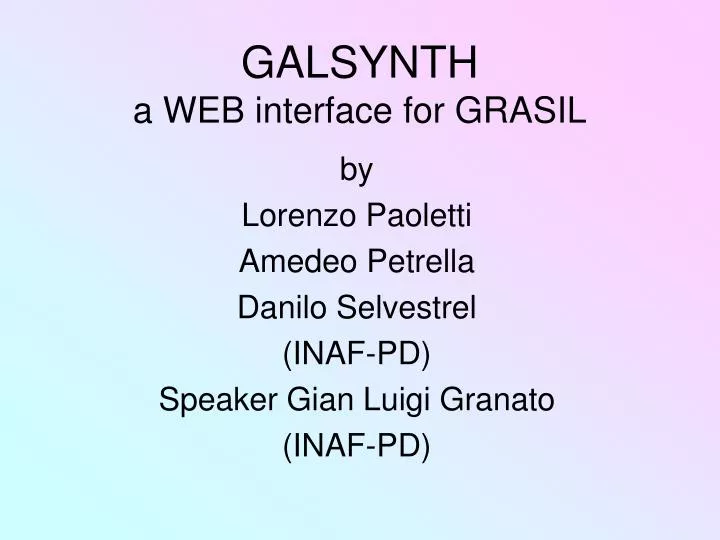 galsynth a web interface for grasil
