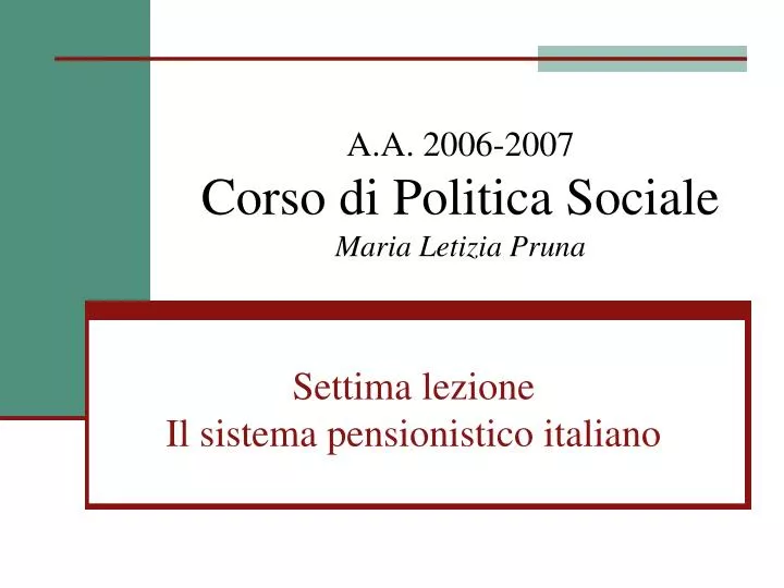 a a 2006 2007 corso di politica sociale maria letizia pruna
