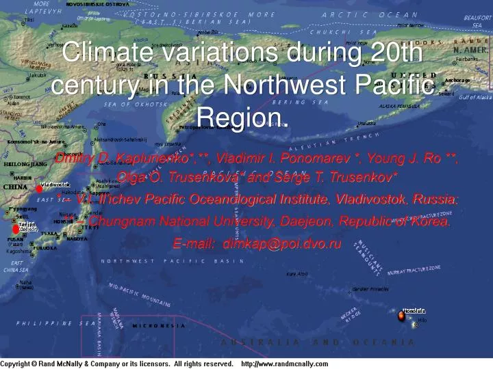 climate variations during 20th century in the northwest pacific region
